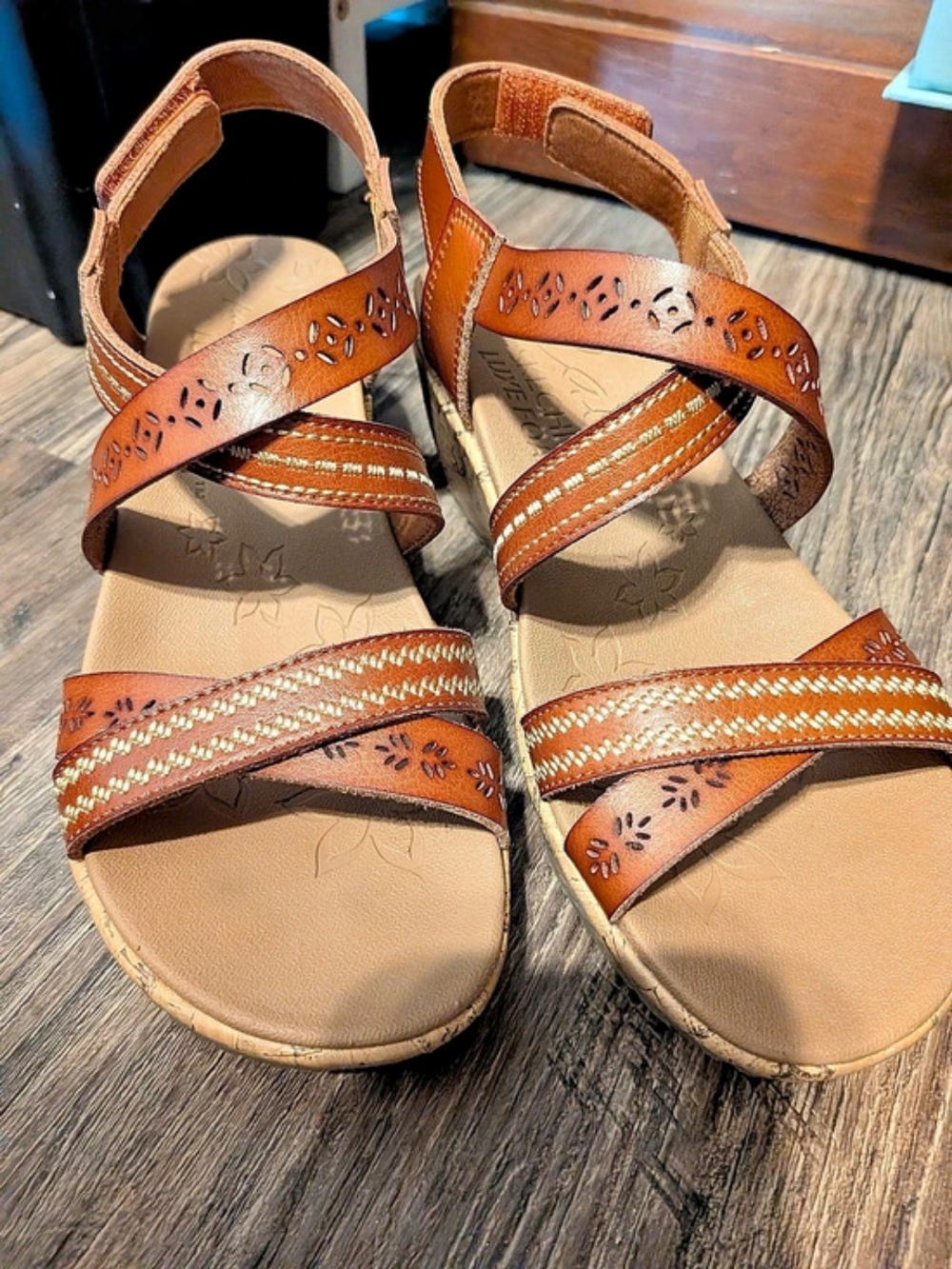 Skechers Cali Beverlee Wedge Sandal Brown Strappy Sandals